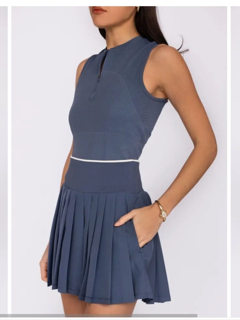 Clara Tennis Pleated Skater Flowy Mini High Waist Skirt Skort, Midnight Blue